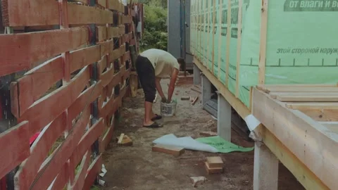 Construction site waste cleanup Video stock 343095727