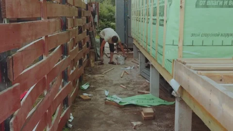 Construction site waste cleanup Stock-Footage 343095739