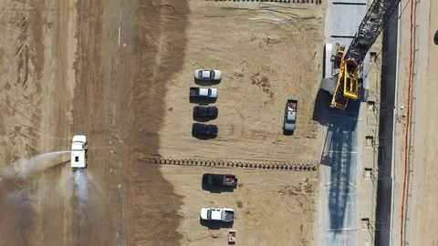 Construction Site Water Truck Stock Footage