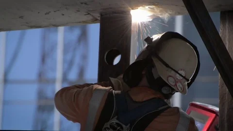 Construction Site Welding Close-up Stock Footage 81453466