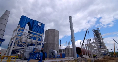 At the construction site where a new, modern plant is being built Stock Footage 161990805