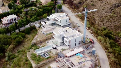 Construction site of white tiny house Stock Footage 167553883