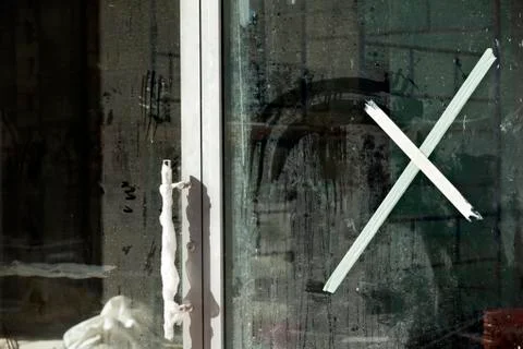 Construction site window Stock Photos