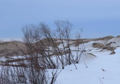 The construction site in winter. Stock Photos