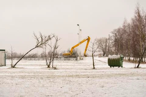 Construction site in winter Stock Photos