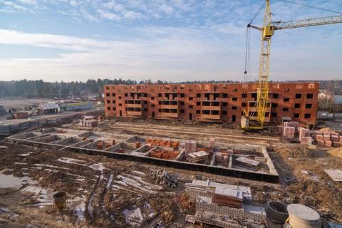 Construction site at winter Foto stock