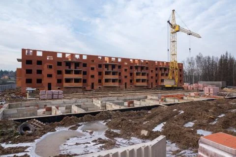 Construction site at winter Stock Photos