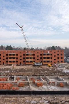 Construction site at winter Stock Photos