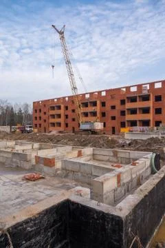 Construction site at winter Stock Photos