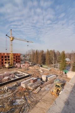 Construction site at winter Stock Photos