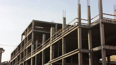 Construction site without workers on a clear sunny day Stock Footage 123317854