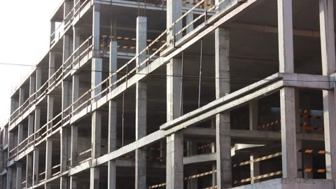 Construction site without workers on a clear sunny day Stock Footage 123317861