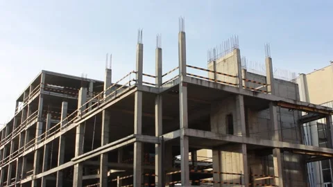 Construction site without workers on a clear sunny day Stock Footage 123317883