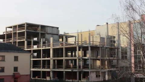 Construction site without workers on a clear sunny day Stock Footage 123317927