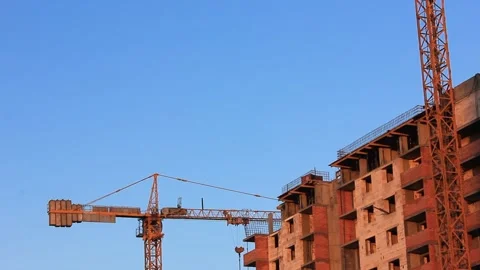 Construction site without workers on a clear sunny day Stock Footage 123318583