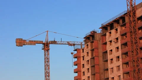 Construction site without workers on a clear sunny day Stock Footage 123318598