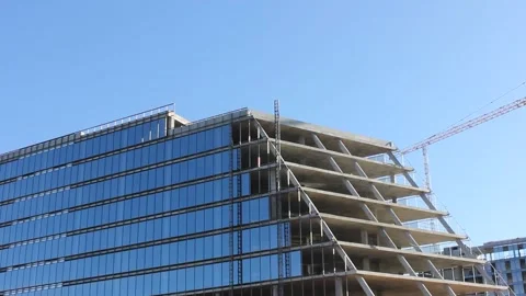 Construction site without workers on a clear sunny day Stock Footage 124358071