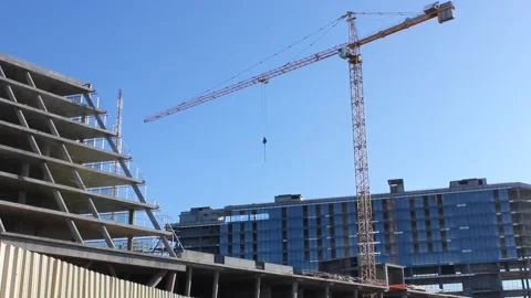Construction site without workers on a clear sunny day Stock Footage 124358087
