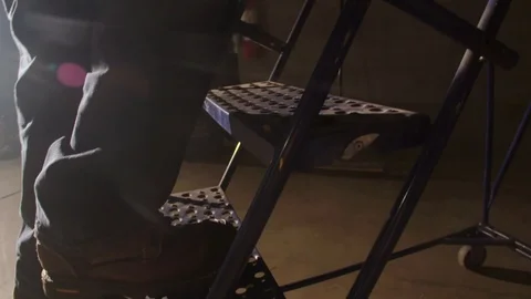 Construction Site, Worker Climbing Steps 스톡 동영상 127329328