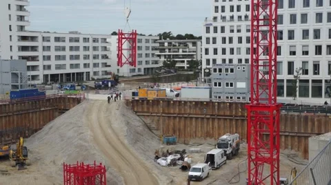 Construction site with worker Stock Footage 43801889