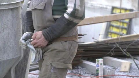 Construction site, workers, and building materials. Stock Footage 155032682