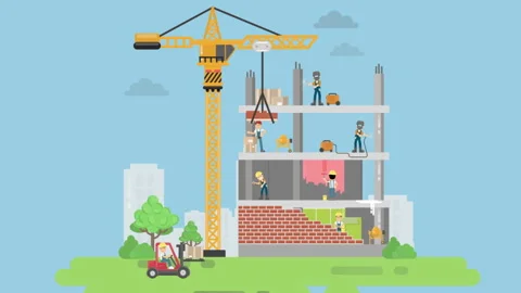 Construction Site With Workers Background Stock Footage 293135861