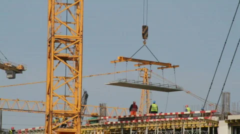 Construction site workers Stock Footage 744090