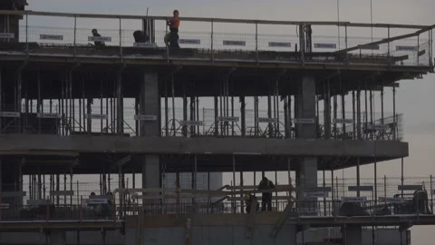 Construction site with workers Stock Footage 148167646