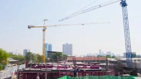 Construction Site Workers Stock Footage 262778175