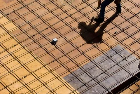 Construction site with workers on site platforms, Vancouver, British Columbia, Stock Photos