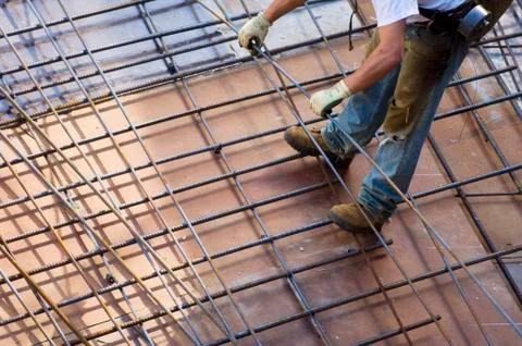 Construction site with workers on site platforms, Vancouver, British Columbia, Foto stock