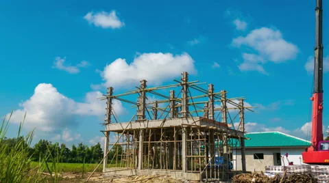 Construction site with workers timelapse Stock Footage 58671141