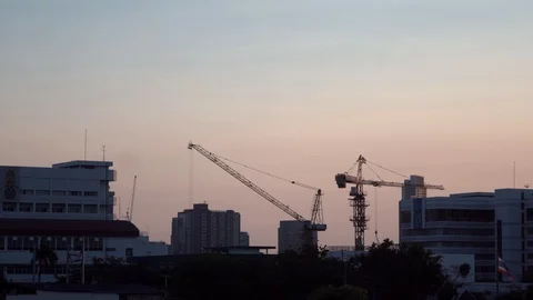 Construction site working in evening, time lapse Stock Footage 104407220