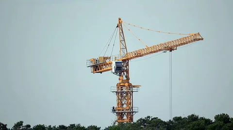 Construction site with working tower crane Видео 921291
