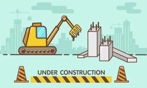 Construction site,Flat style vector,building a house or webpage, vector flat Illustrazione stock