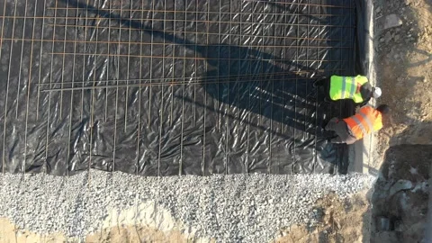 Construction sites and workers under construction, mixers and excavators, steel Stock Footage 142885314