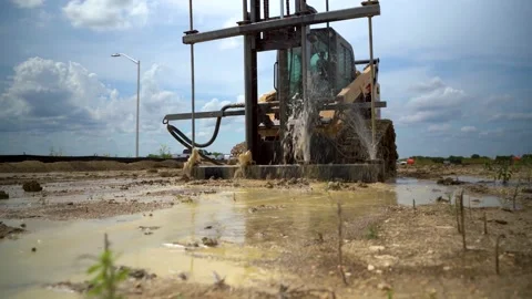 Construction Skid Injecting Soil in 4K Stock Footage 151807807