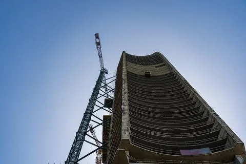 The construction of a skyscraper in Batumi. Construction of a tall building Stock Photos