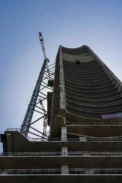 The construction of a skyscraper. Construction of a tall building Stock Photos