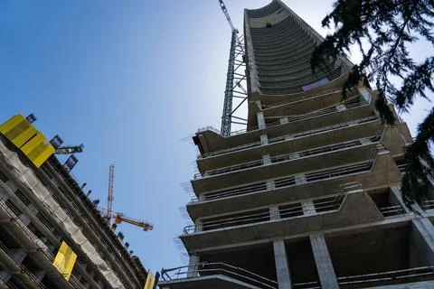 Construction of a skyscraper. Construction of a tall building Stock Photos