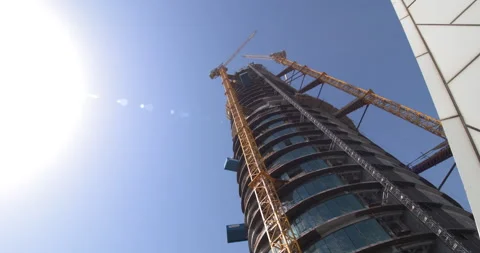 Construction of skyscraper in Dubai Stock Footage 341800874