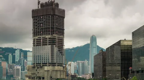 Construction of a skyscraper in Hong Kong. Stock Footage 55667134