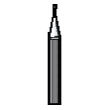 Construction skyscraper pixel art vector illustration Stock Illustration