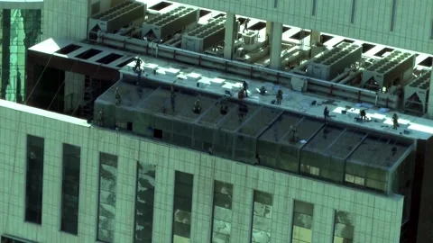 Construction on the Skyscraper Top Stock Footage 221986427