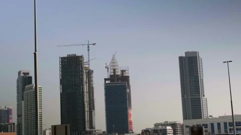 Construction of skyscrapers, construction in dubai Stock Footage 234713507