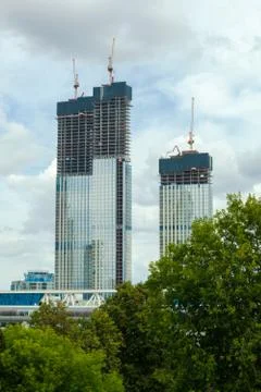 Construction of skyscrapers in Moscow in 2020 Stock Photos