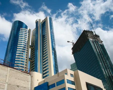 Construction of skyscrapers Stock Photos