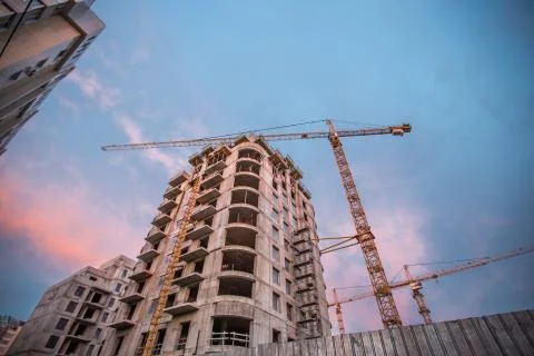 Construction of skyscrapers Stock Photos
