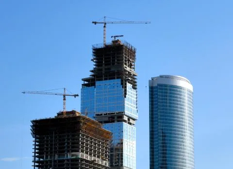 Construction of skyscrapers. Stock Photos