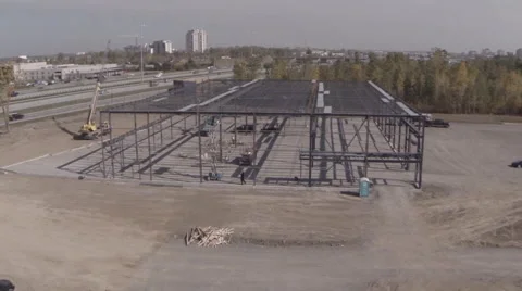 Construction slow mo drone Stock Footage 63918209
